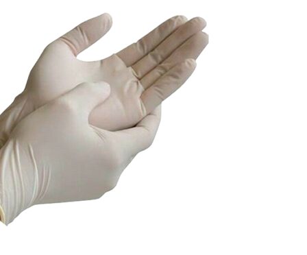 hands wearing surgical gloves